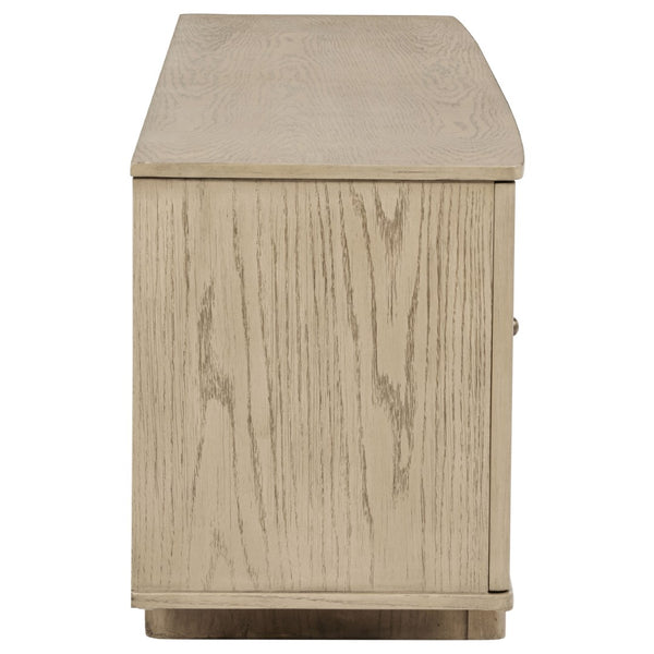 English Elm Kimpton Woven Cane Four Door Media Console with Antique Brass Oak Finish B062P519925