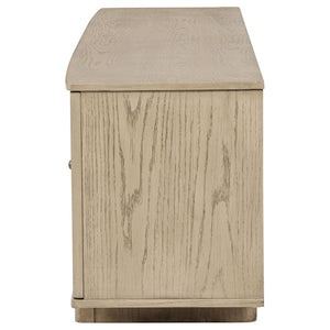 English Elm Kimpton Woven Cane Four Door Media Console with Antique Brass Oak Finish B062P519925