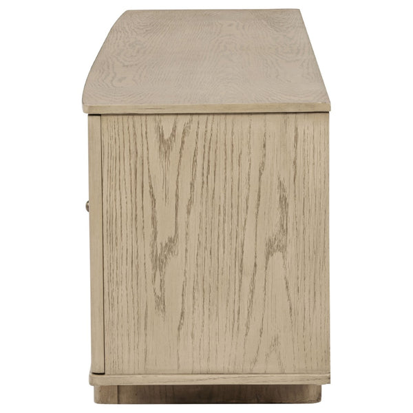 English Elm Kimpton Woven Cane Four Door Media Console with Antique Brass Oak Finish B062P519925