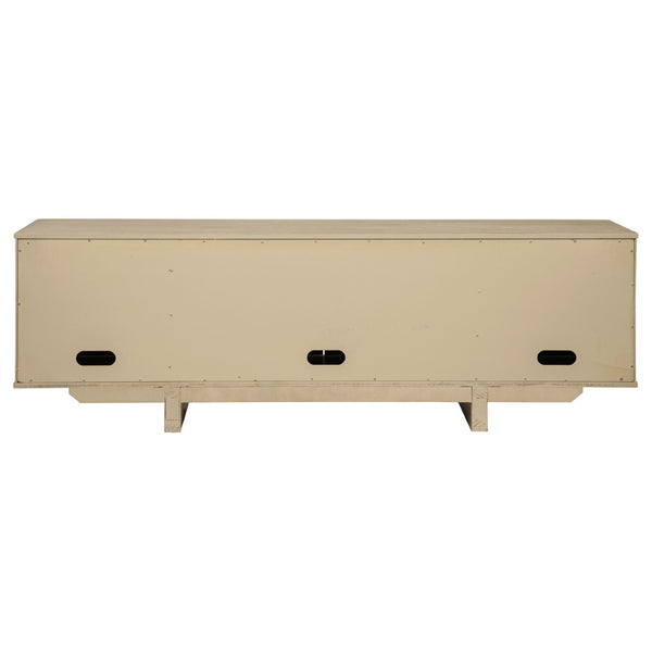 English Elm Kimpton Woven Cane Four Door Media Console with Antique Brass Oak Finish B062P519925