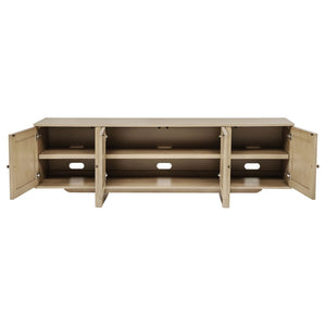 English Elm Kimpton Woven Cane Four Door Media Console with Antique Brass Oak Finish B062P519925