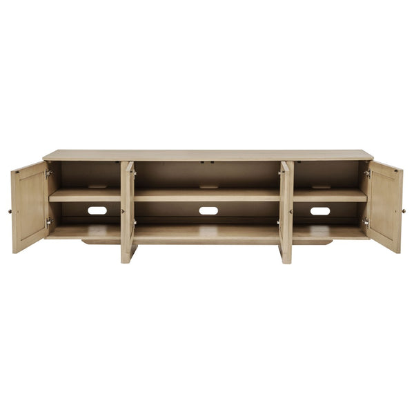 English Elm Kimpton Woven Cane Four Door Media Console with Antique Brass Oak Finish B062P519925