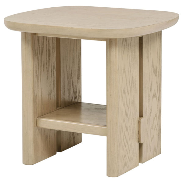 English Elm Kimpton Oak Veneer Square End Table with Split Leg Base and Open Lower Shelf B062P519926