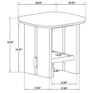 English Elm Kimpton Oak Veneer Square End Table with Split Leg Base and Open Lower Shelf B062P519926