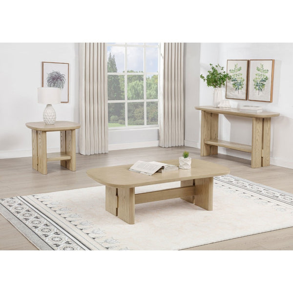 English Elm Kimpton Oak Veneer Square End Table with Split Leg Base and Open Lower Shelf B062P519926