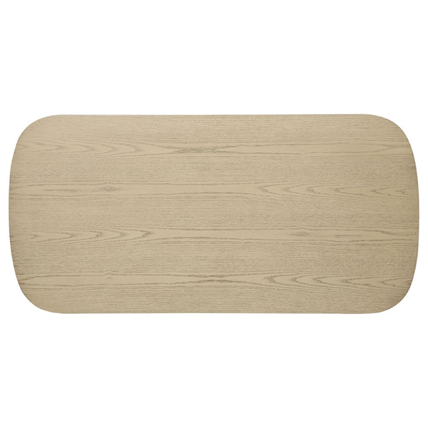 English Elm Kimpton Beige Oak Veneer Rectangular Coffee Table with Sculptural Trestle Base B062P519927