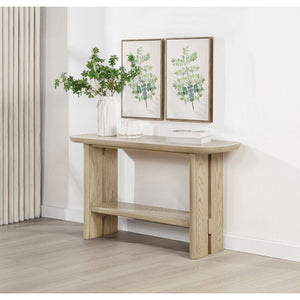 English Elm Kimpton Oak Veneer Coastal Console Table with Trestle Shelf for Foyer or Living Room B062P519928