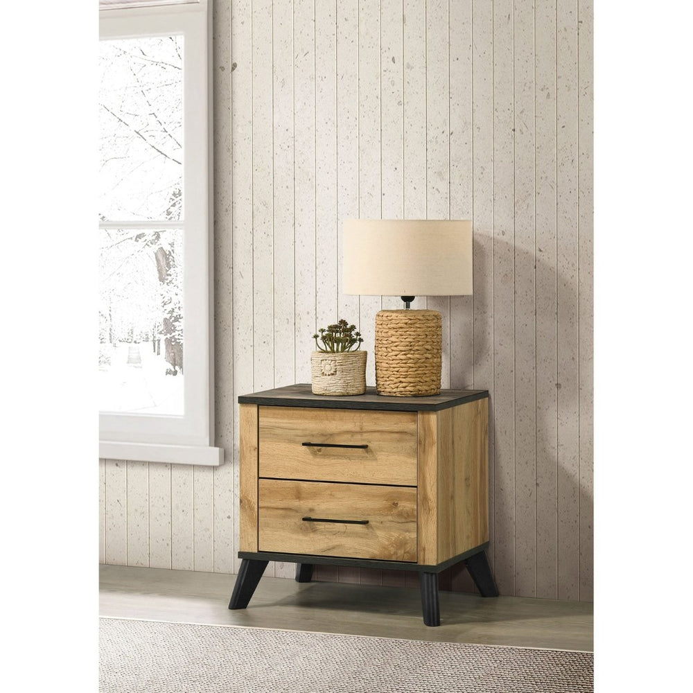 English Elm Georgina Pine Laminate 2 Drawer Nightstand with Splayed Legs for Farmhouse Bedrooms B062P519963