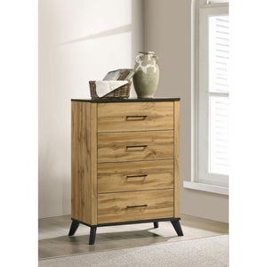 English Elm Georgina 4 Drawer Rustic Pine Chest with Matte Black Pulls for Compact Bedrooms B062P519966