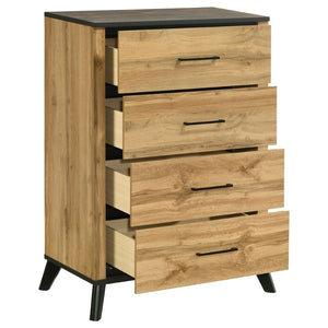 English Elm Georgina 4 Drawer Rustic Pine Chest with Matte Black Pulls for Compact Bedrooms B062P519966