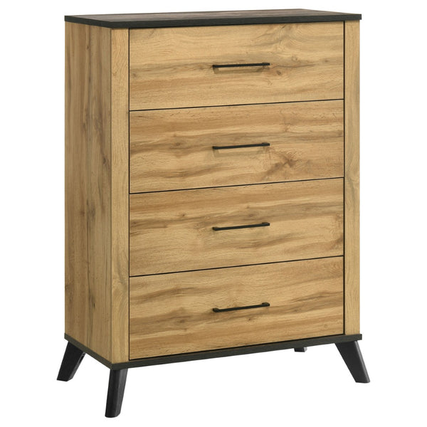 English Elm Georgina 4 Drawer Rustic Pine Chest with Matte Black Pulls for Compact Bedrooms B062P519966
