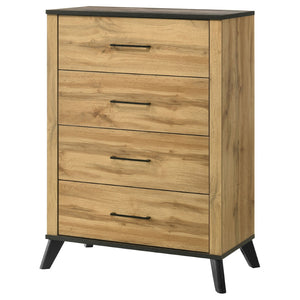 English Elm Georgina 4 Drawer Rustic Pine Chest with Matte Black Pulls for Compact Bedrooms B062P519966