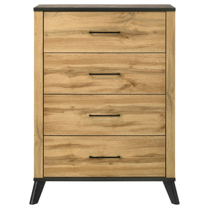 English Elm Georgina 4 Drawer Rustic Pine Chest with Matte Black Pulls for Compact Bedrooms B062P519966