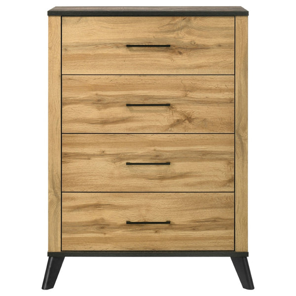English Elm Georgina 4 Drawer Rustic Pine Chest with Matte Black Pulls for Compact Bedrooms B062P519966