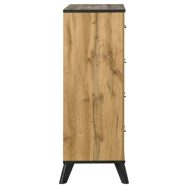 English Elm Georgina 4 Drawer Rustic Pine Chest with Matte Black Pulls for Compact Bedrooms B062P519966