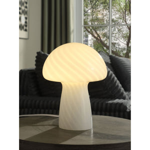 English Elm Jonah Glossy White Glass Mushroom Lamp Sculptural Glow for Modern Bedrooms B062P519976
