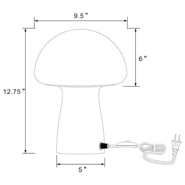 English Elm Jonah Glossy White Glass Mushroom Lamp Sculptural Glow for Modern Bedrooms B062P519976