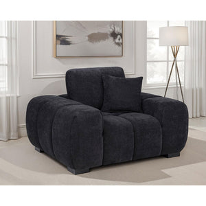 English Elm Plather Oversized Channel Tufted Accent Chair Wide Track Arms Contemporary Living Room Black B062P520050