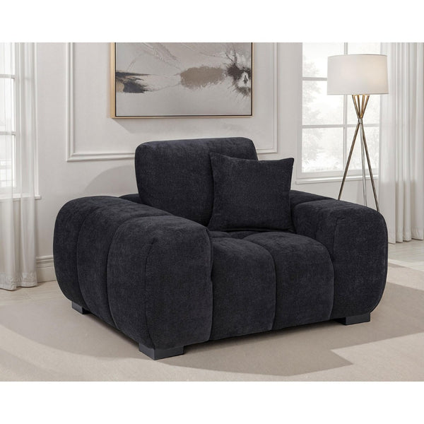 English Elm Plather Oversized Channel Tufted Accent Chair Wide Track Arms Contemporary Living Room Black B062P520050
