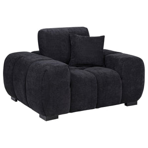 English Elm Plather Oversized Channel Tufted Accent Chair Wide Track Arms Contemporary Living Room Black B062P520050
