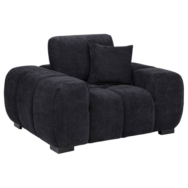 English Elm Plather Oversized Channel Tufted Accent Chair Wide Track Arms Contemporary Living Room Black B062P520050
