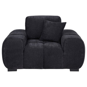 English Elm Plather Oversized Channel Tufted Accent Chair Wide Track Arms Contemporary Living Room Black B062P520050