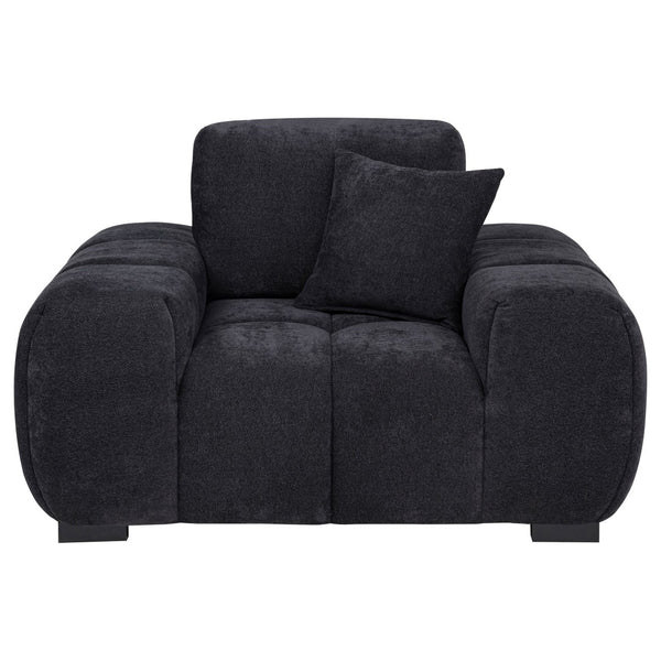 English Elm Plather Oversized Channel Tufted Accent Chair Wide Track Arms Contemporary Living Room Black B062P520050