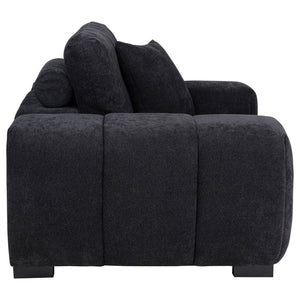 English Elm Plather Oversized Channel Tufted Accent Chair Wide Track Arms Contemporary Living Room Black B062P520050