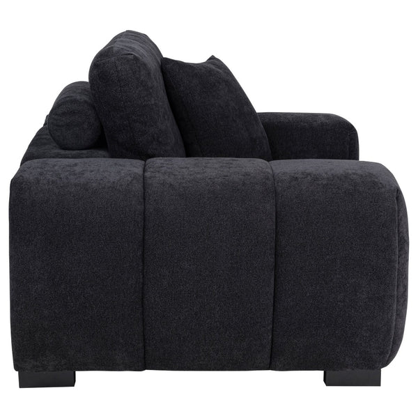 English Elm Plather Oversized Channel Tufted Accent Chair Wide Track Arms Contemporary Living Room Black B062P520050