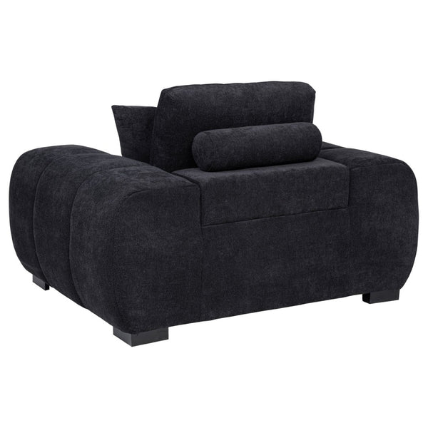 English Elm Plather Oversized Channel Tufted Accent Chair Wide Track Arms Contemporary Living Room Black B062P520050