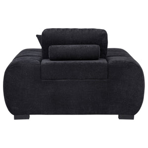 English Elm Plather Oversized Channel Tufted Accent Chair Wide Track Arms Contemporary Living Room Black B062P520050