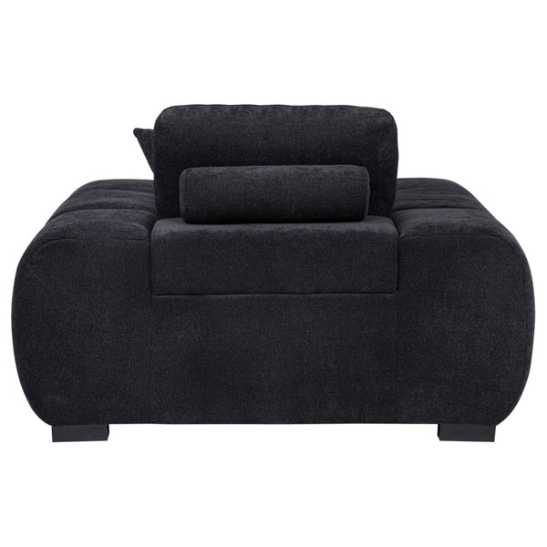 English Elm Plather Oversized Channel Tufted Accent Chair Wide Track Arms Contemporary Living Room Black B062P520050