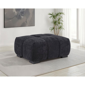English Elm Plather Channel Tufted Rectangular Ottoman Low Profile Foam Upholstered Living Room Seat Black B062P520051