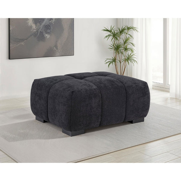 English Elm Plather Channel Tufted Rectangular Ottoman Low Profile Foam Upholstered Living Room Seat Black B062P520051