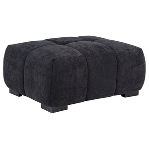 English Elm Plather Channel Tufted Rectangular Ottoman Low Profile Foam Upholstered Living Room Seat Black B062P520051