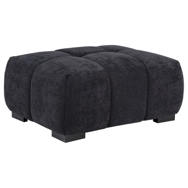 English Elm Plather Channel Tufted Rectangular Ottoman Low Profile Foam Upholstered Living Room Seat Black B062P520051
