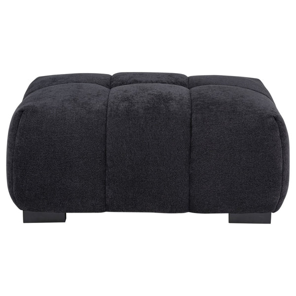 English Elm Plather Channel Tufted Rectangular Ottoman Low Profile Foam Upholstered Living Room Seat Black B062P520051
