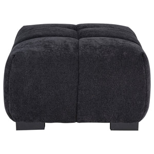 English Elm Plather Channel Tufted Rectangular Ottoman Low Profile Foam Upholstered Living Room Seat Black B062P520051