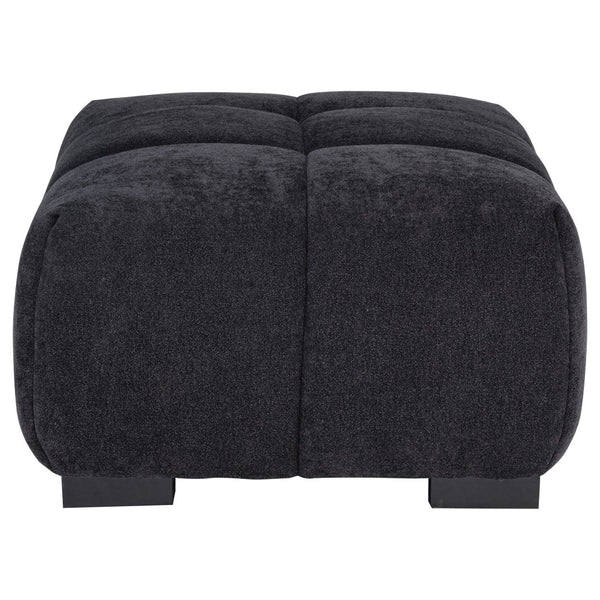 English Elm Plather Channel Tufted Rectangular Ottoman Low Profile Foam Upholstered Living Room Seat Black B062P520051