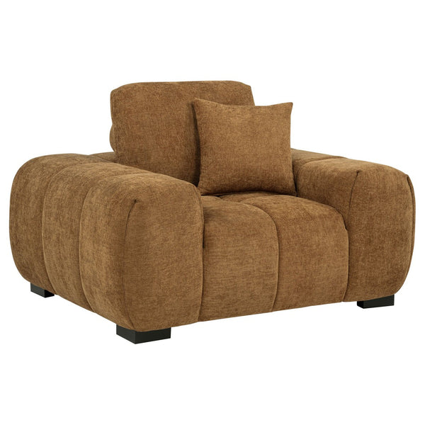 English Elm Plather Oversized Channel Tufted Accent Chair Wide Track Arms Contemporary Living Room Amber B062P520054