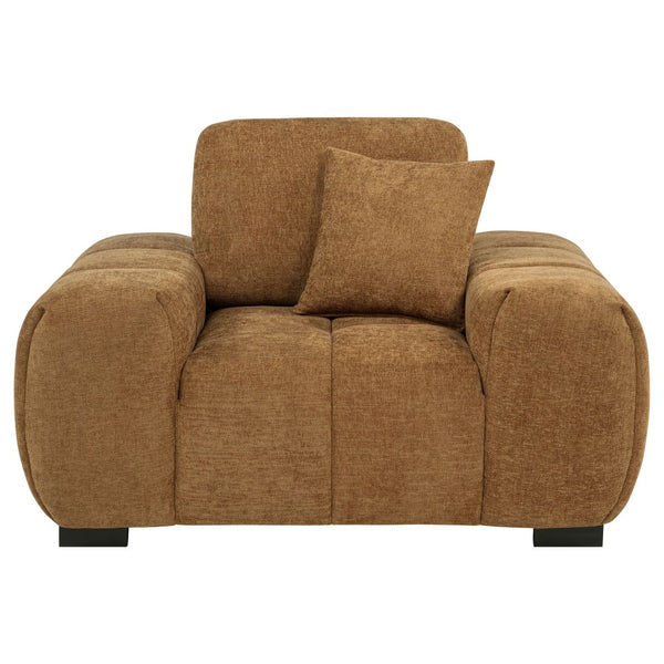 English Elm Plather Oversized Channel Tufted Accent Chair Wide Track Arms Contemporary Living Room Amber B062P520054