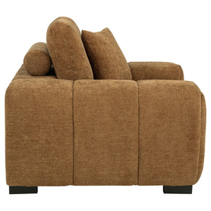 English Elm Plather Oversized Channel Tufted Accent Chair Wide Track Arms Contemporary Living Room Amber B062P520054