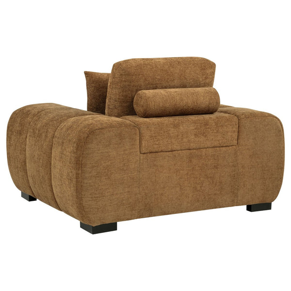 English Elm Plather Oversized Channel Tufted Accent Chair Wide Track Arms Contemporary Living Room Amber B062P520054