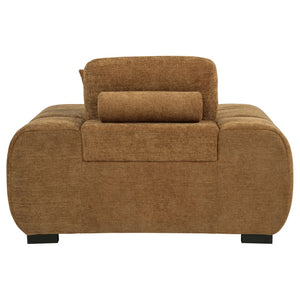 English Elm Plather Oversized Channel Tufted Accent Chair Wide Track Arms Contemporary Living Room Amber B062P520054