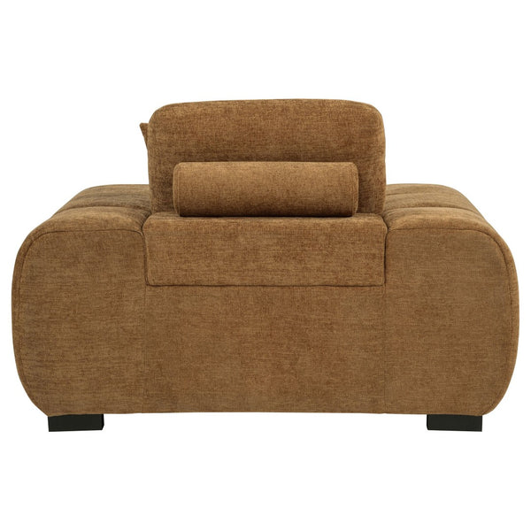 English Elm Plather Oversized Channel Tufted Accent Chair Wide Track Arms Contemporary Living Room Amber B062P520054