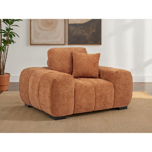 English Elm Plather Oversized Channel Tufted Accent Chair Wide Track Arms Contemporary Living Room Orange B062P520058