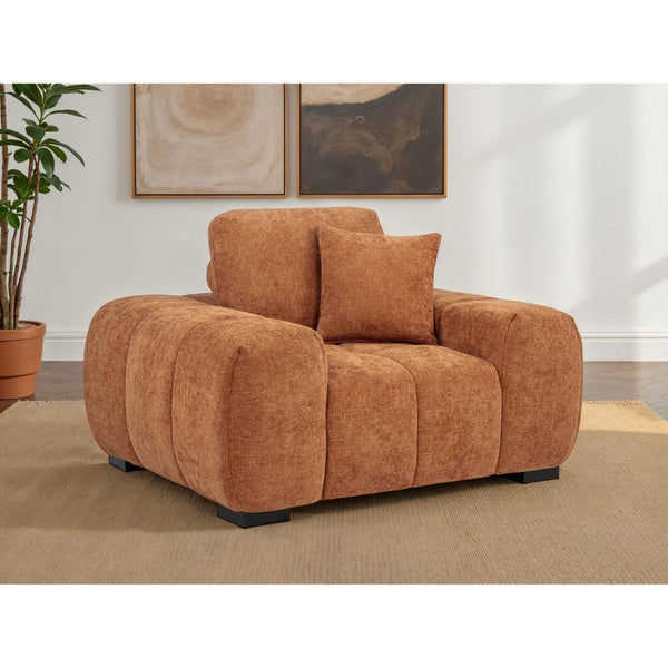 English Elm Plather Oversized Channel Tufted Accent Chair Wide Track Arms Contemporary Living Room Orange B062P520058