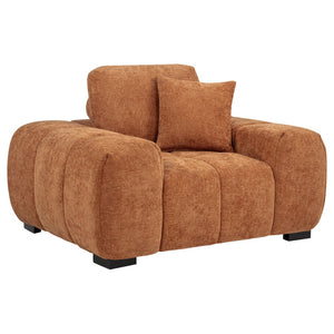 English Elm Plather Oversized Channel Tufted Accent Chair Wide Track Arms Contemporary Living Room Orange B062P520058