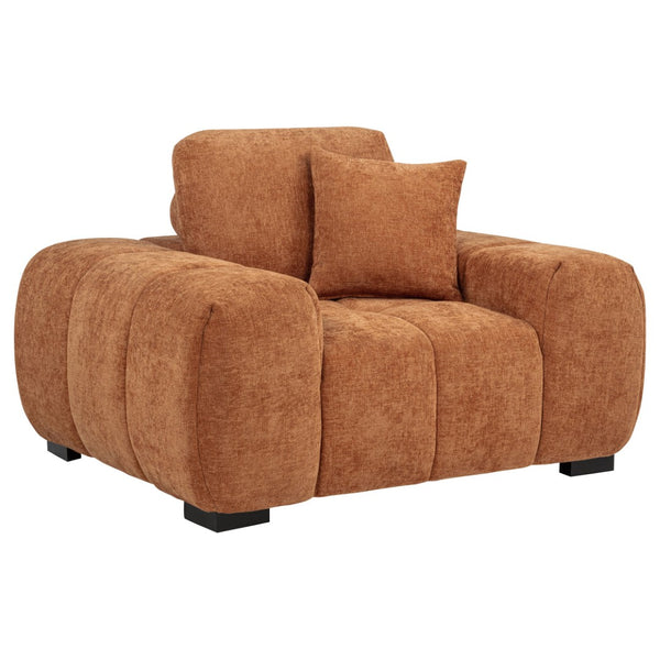 English Elm Plather Oversized Channel Tufted Accent Chair Wide Track Arms Contemporary Living Room Orange B062P520058