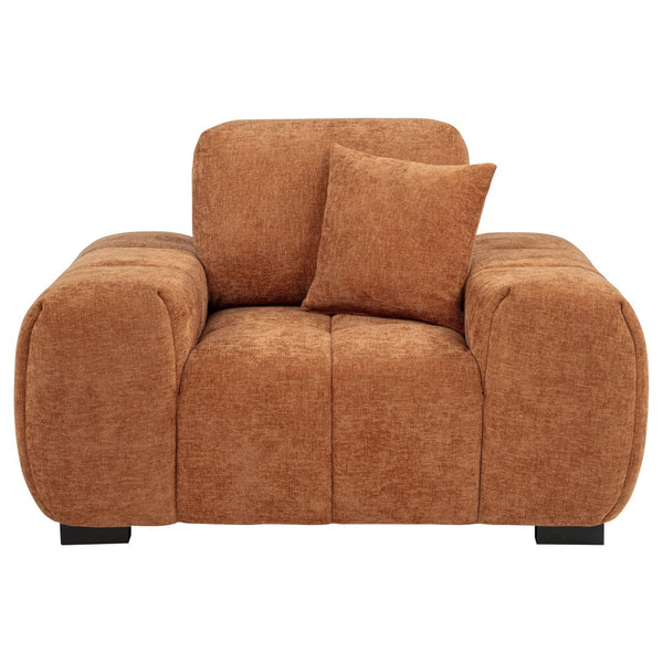 English Elm Plather Oversized Channel Tufted Accent Chair Wide Track Arms Contemporary Living Room Orange B062P520058